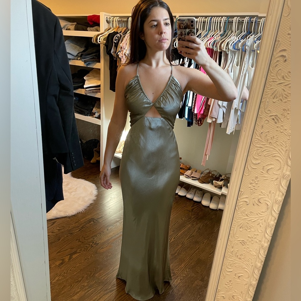 Shona Joy LA LUNE RUCHED BODICE MIDI DRESS - SAGE